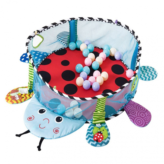 Spatiu de joaca cu saltea de activitati si tarc pentru bebelusi cu 30 bile Buburuza Krista® [3]