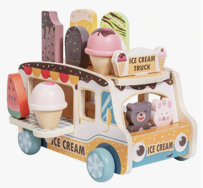 Stand mobil din lemn Ice Cream Shop cu inghetata stivuibila si accesorii, +3 ani [5]