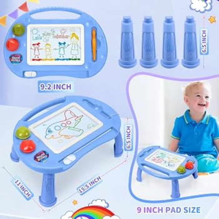 Tabla Creativa Magnetica 2 in 1 cu Masuta de Activitati si Desen, bleu [5]