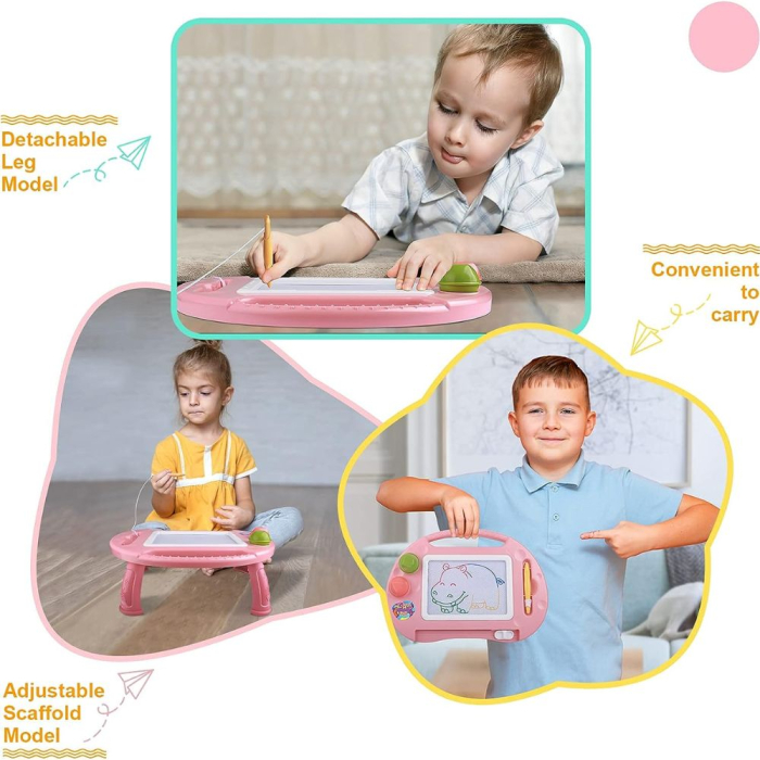 Tabla Creativa Magnetica 2 in 1 cu Masuta de Activitati si Desen, roz [4]