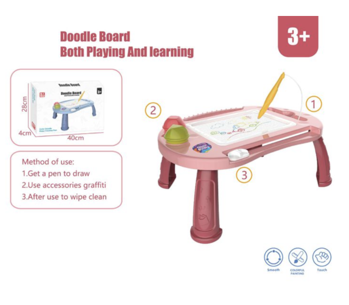 Tabla Creativa Magnetica 2 in 1 cu Masuta de Activitati si Desen, roz [3]