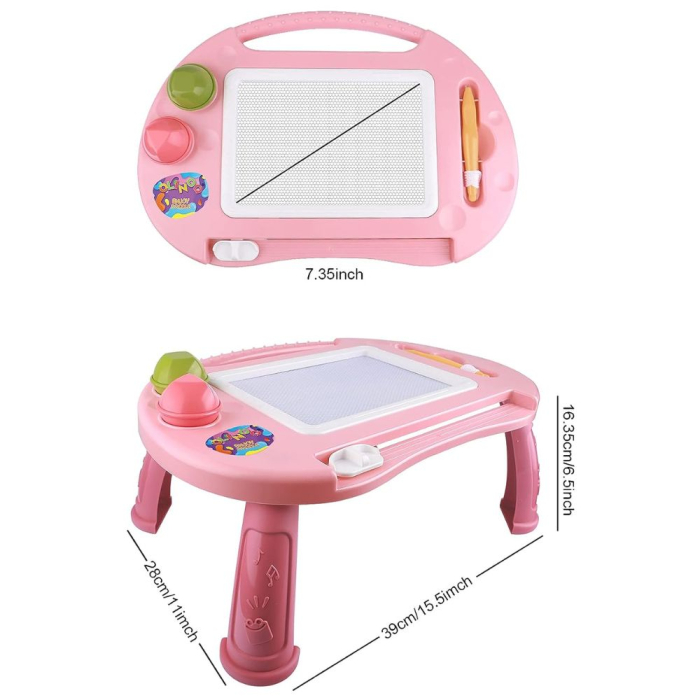 Tabla Creativa Magnetica 2 in 1 cu Masuta de Activitati si Desen, roz [6]