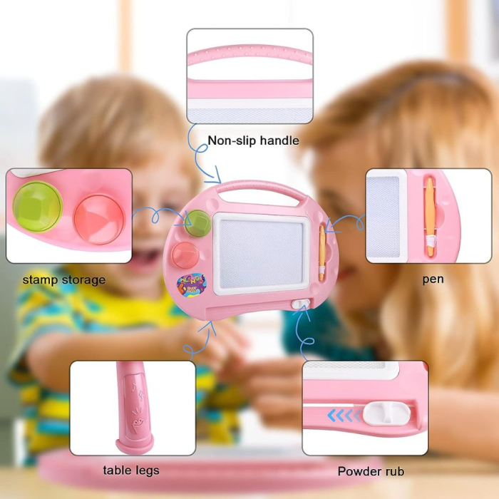 Tabla Creativa Magnetica 2 in 1 cu Masuta de Activitati si Desen, roz [5]