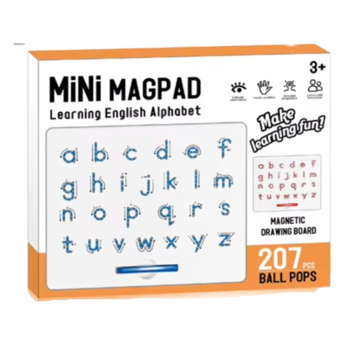 Tabla cu pix si 207 bile magnetice pentru invatarea literelor mici ale alfabetului [2]