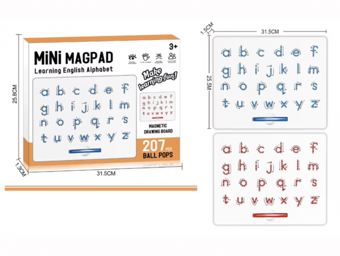 Tabla cu pix si 207 bile magnetice pentru invatarea literelor mici ale alfabetului [4]