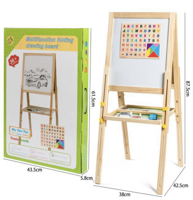 Tabla Jumbo cu Doua Fete si inaltime reglabila, 108 cm, din lemn [2]