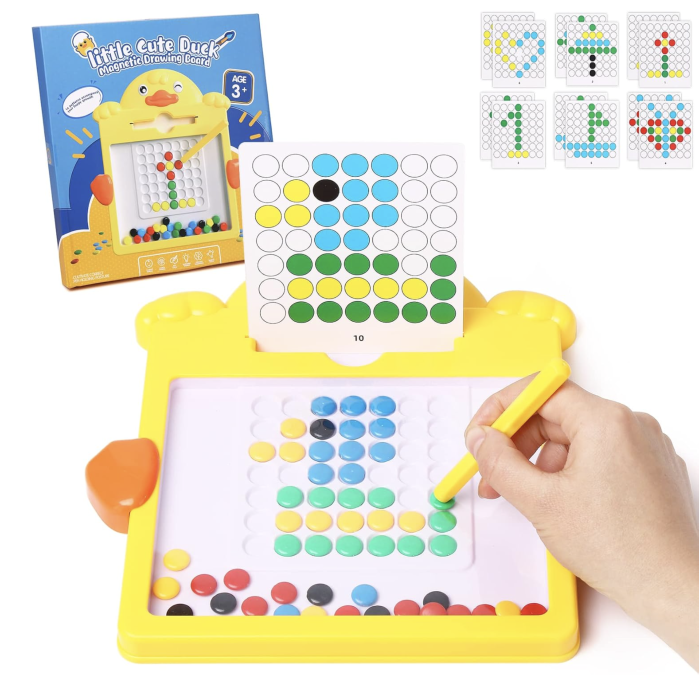 Tabla magnetica cu pix si 20 sabloane, 52 butoni colorati, Ratusca [2]