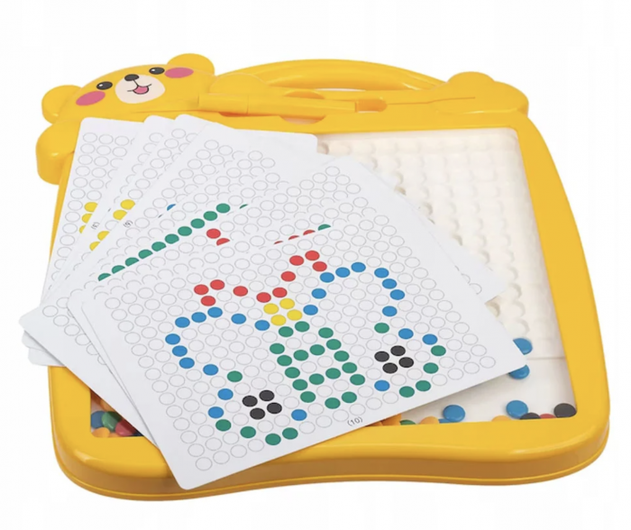 Tabla magnetica cu pix si 20 sabloane, 108 butoni colorati, Ursulet [8]