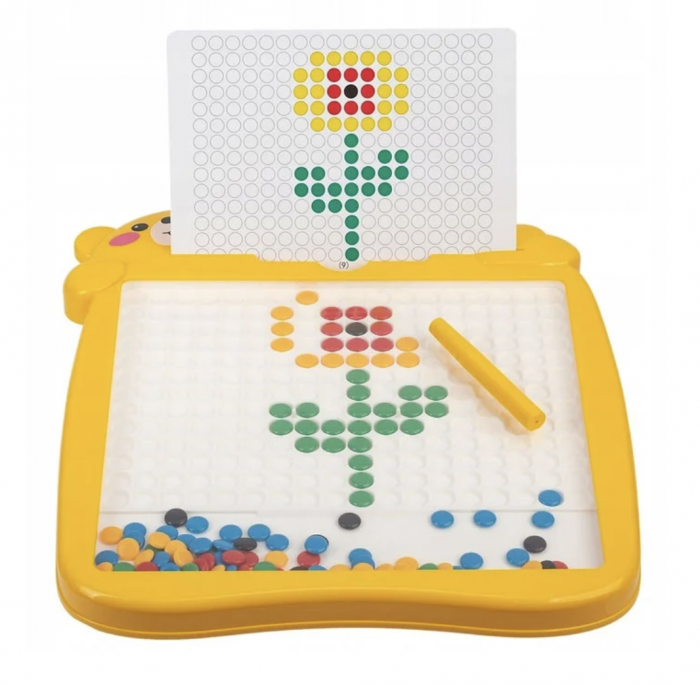 Tabla magnetica cu pix si 20 sabloane, 108 butoni colorati, Ursulet [7]