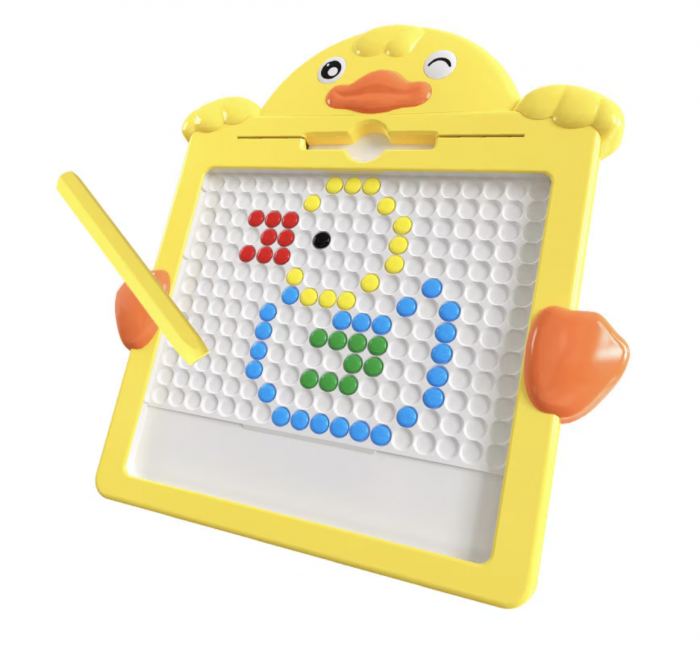 Tabla magnetica cu pix si 20 sabloane, 52 butoni colorati, Ratusca [6]