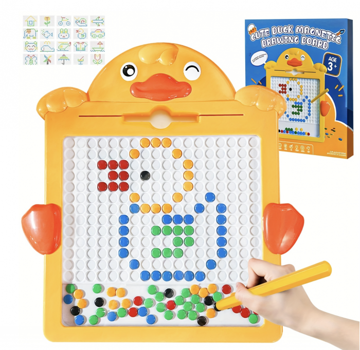 Tabla magnetica cu pix si 20 sabloane, 52 butoni colorati, Ratusca [3]