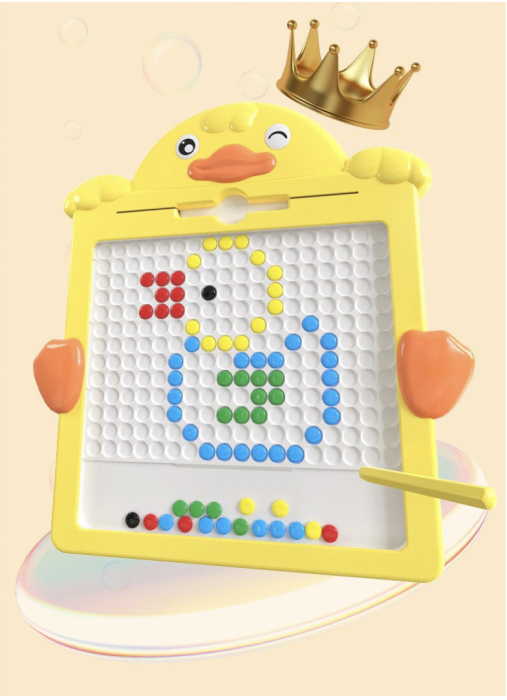 Tabla magnetica cu pix si 20 sabloane, 52 butoni colorati, Ratusca [8]