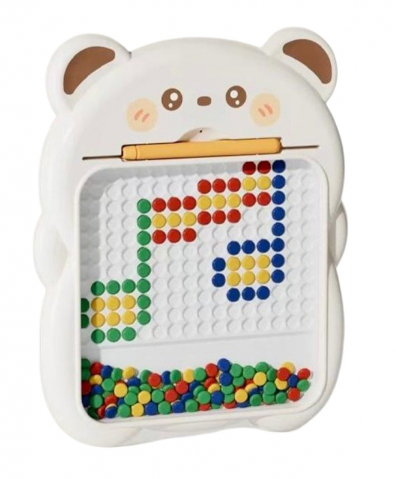 Tabla magnetica cu pix si 24 sabloane, 101 butoni colorati, Ursulet