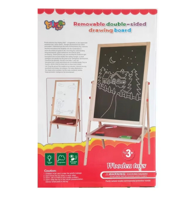 Tabla Magnetica cu Doua Fete si Cadru din Lemn, Reglabila pe Inaltime 68-112 cm [9]