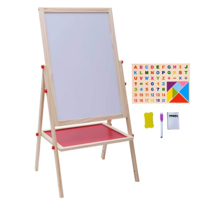 Tabla Magnetica cu Doua Fete si Cadru din Lemn, Reglabila pe Inaltime 68-112 cm [4]