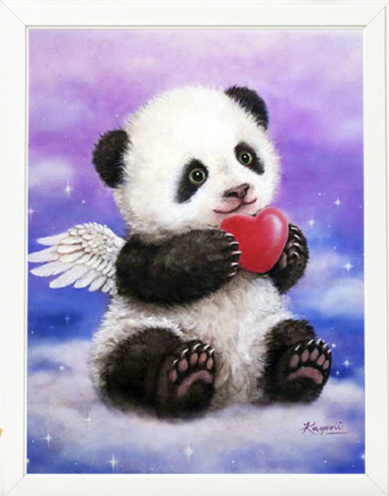 Tablou PM504 Picteaza Dupa Numere, Panda ingeras cu inimioara, 20x30 cm [1]