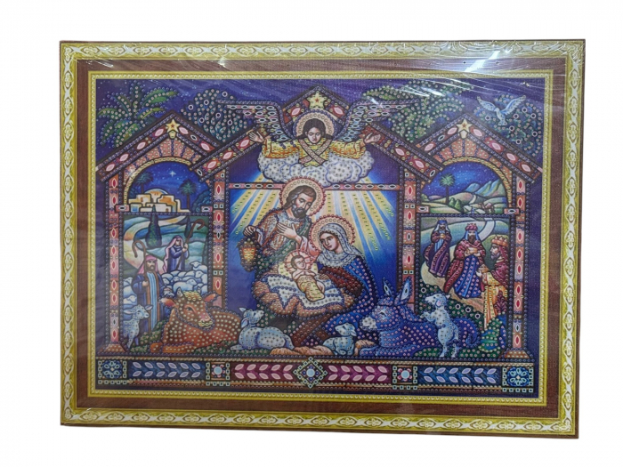 Tablou cu Diamante R8064 Nasterea Domnului, cu Umplere partiala, cu rama, 30x40 cm [3]