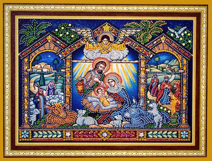 Tablou cu Diamante R8064 Nasterea Domnului, cu Umplere partiala, cu rama, 30x40 cm [6]