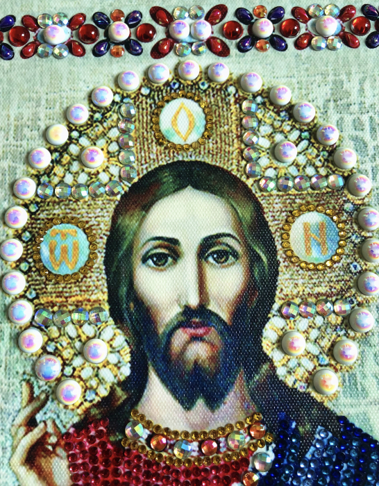 Tablou cu Diamante R8007 Iisus Hristos Pantocrator, cu Umplere partiala, cu rama, 30x40 cm [4]