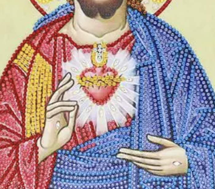 Tablou cu Diamante R8086 Inima lui Iisus, cu Umplere partiala, cu rama, 30x40 cm [5]