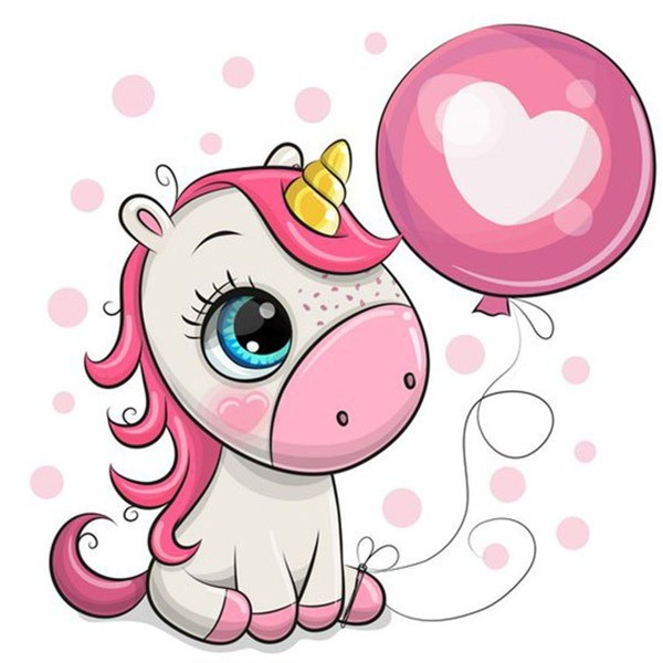 Tablou 509 picteaza dupa numere, unicorn cu balon, 20x30 cm