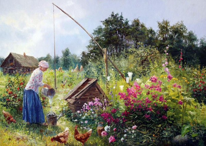 Tablou cu rama de lemn gm047, fata la fantana, pictura cu diamante, goblen cu pietre 5d, 40 x 50 cm
