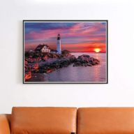 Tablou B13-31446 Goblen Diamante rotunde, 50 x 40 cm, Farul la apus de soare [3]