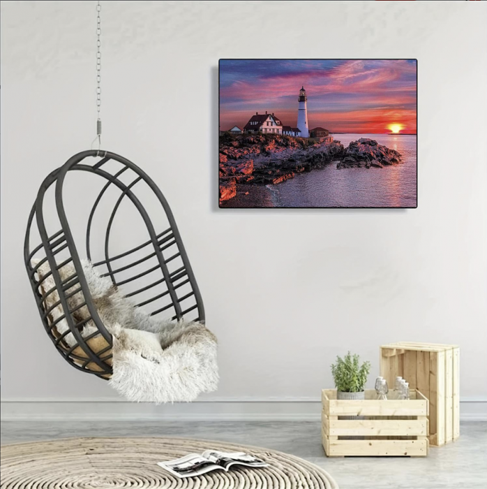 Tablou B13-31446 Goblen Diamante rotunde, 50 x 40 cm, Farul la apus de soare [4]
