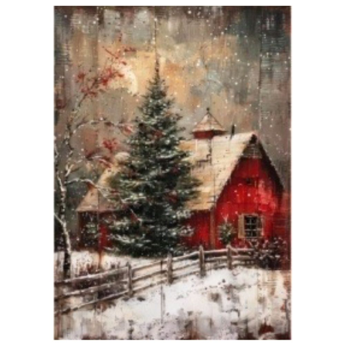 Tablou GM10028, Casuta cu brad, iarna cu rama de lemn, Pictura cu Diamante, Goblen cu pietre 5D, 40 x 50 cm [2]