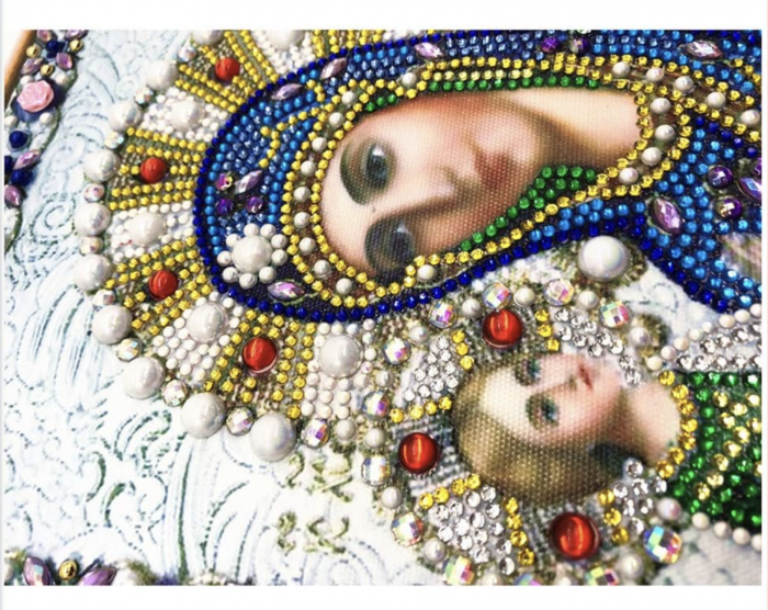 Tablou cu Diamante R8064 Maica Domnului din Ierusalim, cu Umplere partiala, cu rama, 30x40 cm [5]