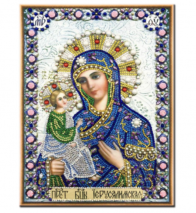 Tablou cu Diamante R8064 Maica Domnului din Ierusalim, cu Umplere partiala, cu rama, 30x40 cm [4]