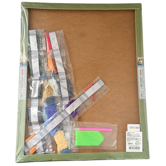 Tablou GR02 Goblen Diamante Rotunde, cu rama, 50 x 40 cm, Catel in cescuta [3]