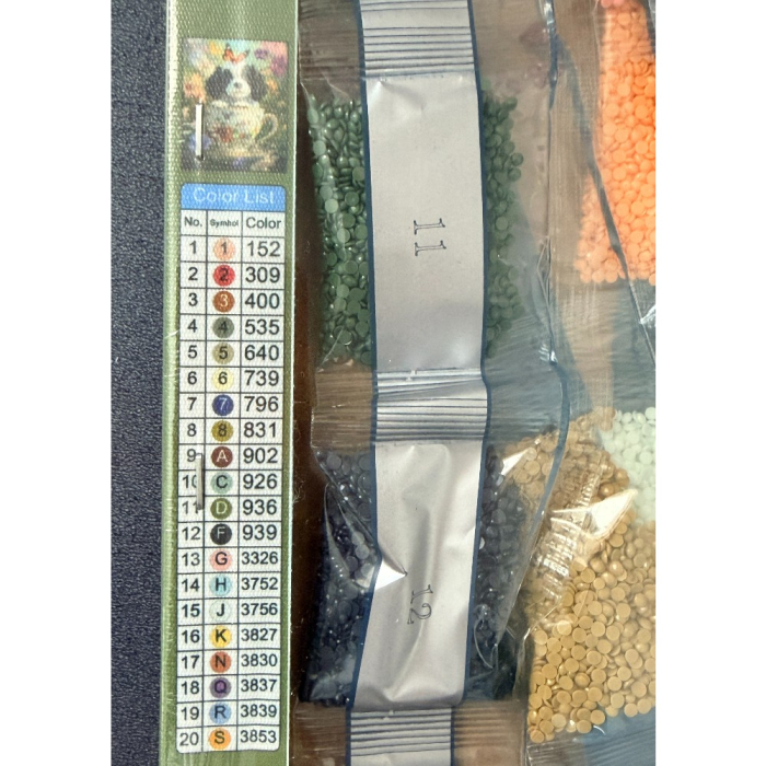 Tablou GR02 Goblen Diamante Rotunde, cu rama, 50 x 40 cm, Catel in cescuta [2]