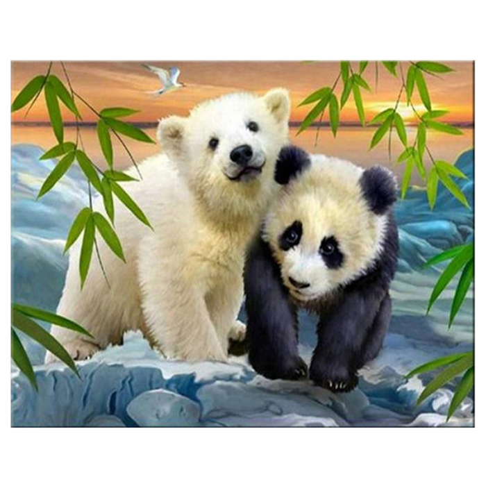 Tablou 607 Picteaza Dupa Numere, Ursuletii Polari si Panda 20x30 cm [1]