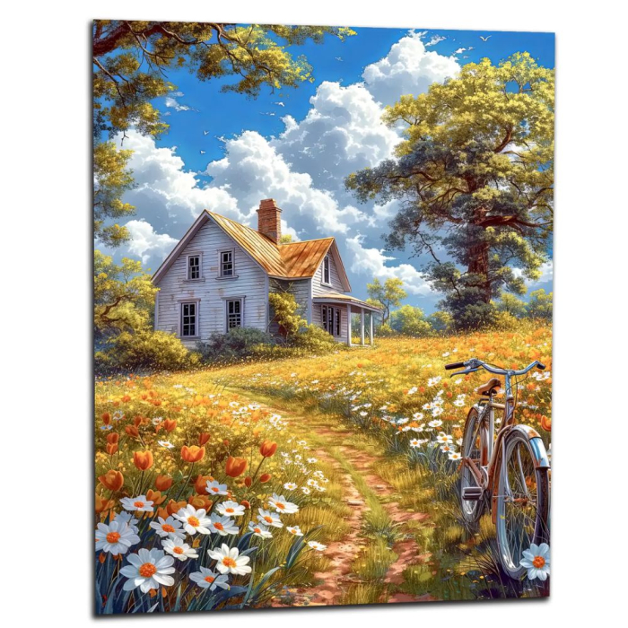 Tablou PM10027, Peisaj rural, Picteaza dupa numere, cu rama de lemn, 40x50 cm [3]