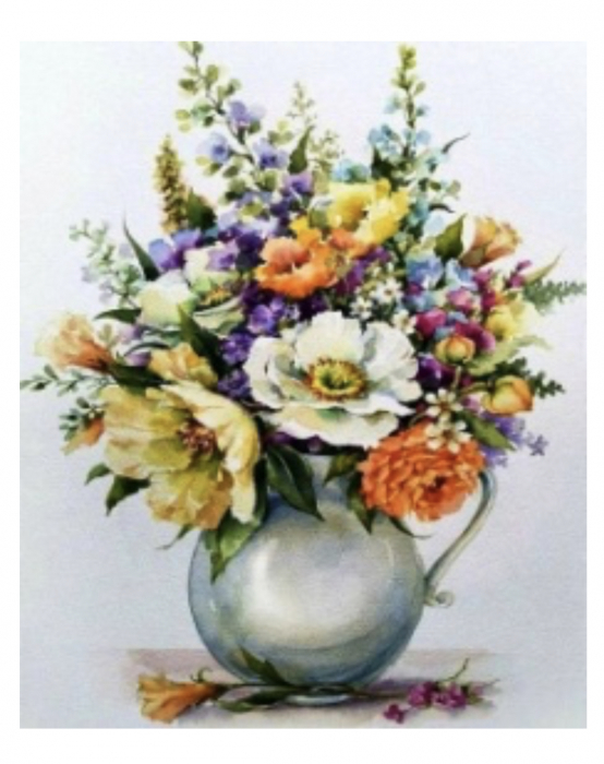 Tablou PM500 Vaza cu flori de camp, Picteaza dupa numere, cu rama de lemn, 20 x 30 cm