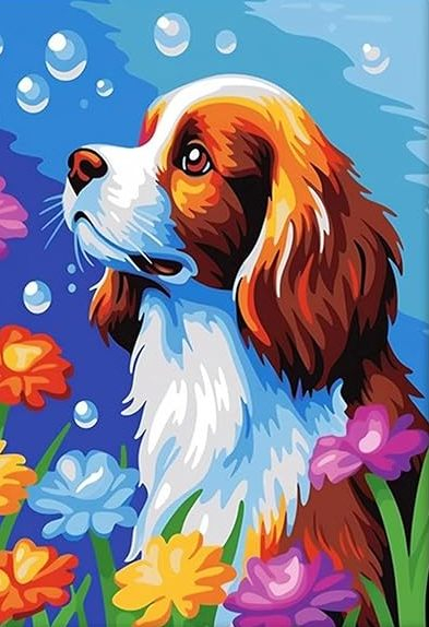 Tablou PM706 Picteaza Dupa Numere, cu rama, 20x30 cm, Catel