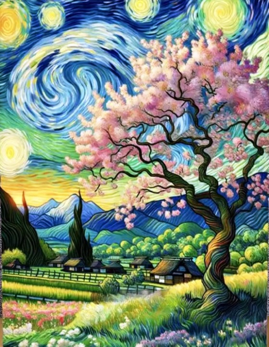 Tablou PM752 Picteaza Dupa Numere, cu rama, 40x50 cm, Peisaj abstract Satul