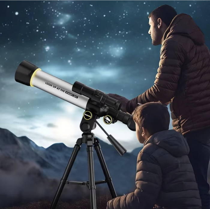 Telescop Astronomic cu Trepied Stabil, Zoom 60X, din Aliaj de Aluminiu, Negru-Argintiu [3]