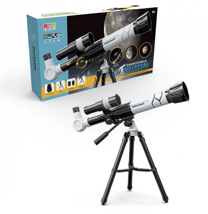 Telescop cu Trepied, Zoom 40x, IPX4, Plastic și Sticlă FMC, Alb [10]