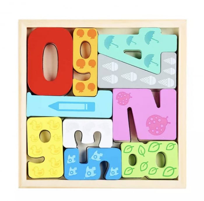 Tetris si puzzle cifrele colorate 0-9, Joc Montessori din lemn [1]