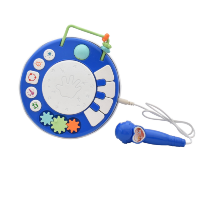 Toba muzicala cu microfon, pian si 5 activitati, albastru