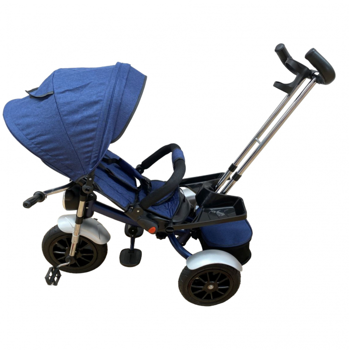 Tricicleta cu far luminos si sunete, Maner reversibil, 4499 - Albastru [3]