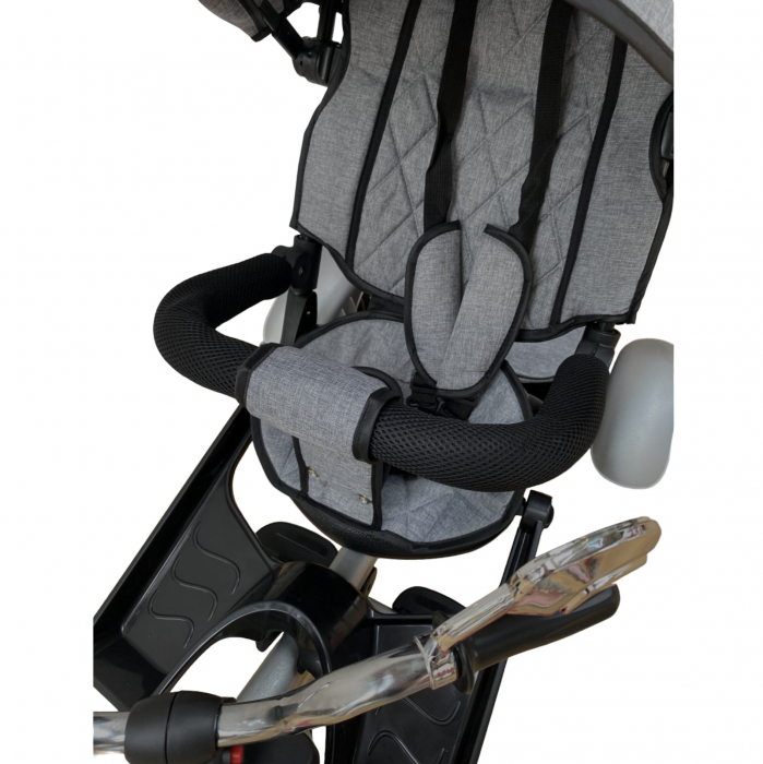 Tricicleta cu far luminos si sunete, Maner reversibil, 4499 - Gri [6]