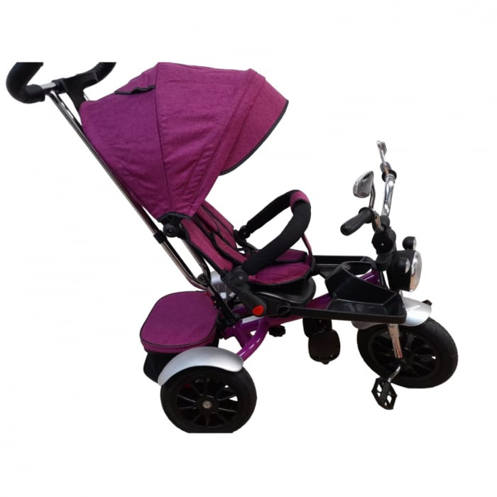 Tricicleta cu far luminos si sunete, Maner reversibil, 4499 - Mov [3]