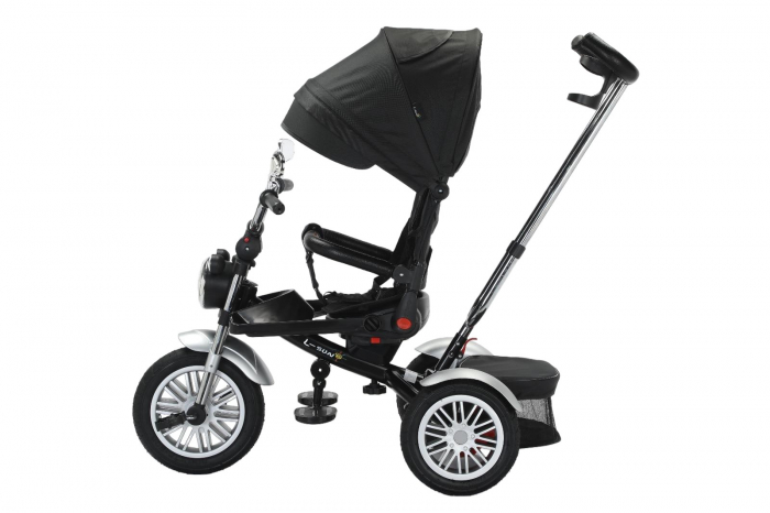 Tricicleta cu far luminos si sunete, Maner reversibil, SL03 - Negru [3]