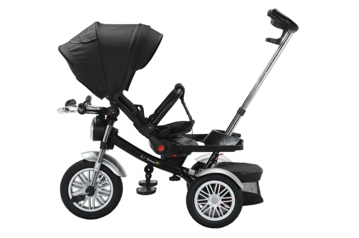 Tricicleta cu far luminos si sunete, Maner reversibil, SL03 - Negru [4]