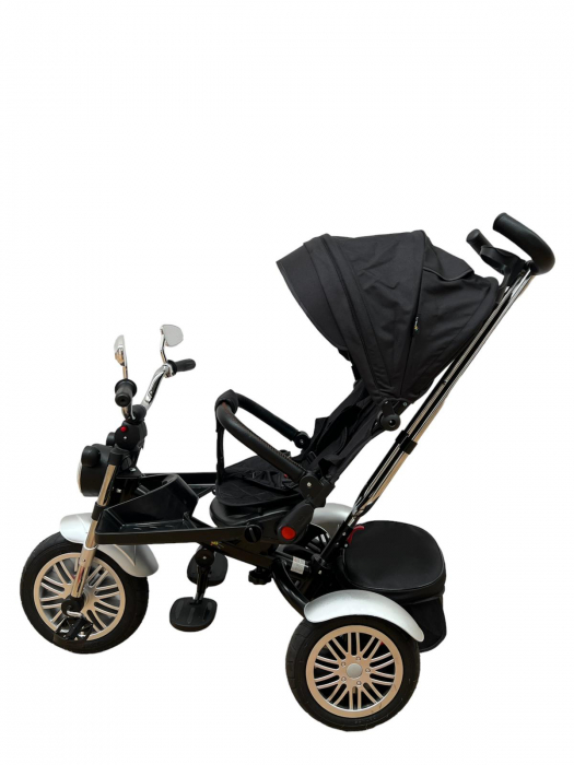 Tricicleta cu far luminos si sunete, Maner reversibil, SL03 - Negru [10]