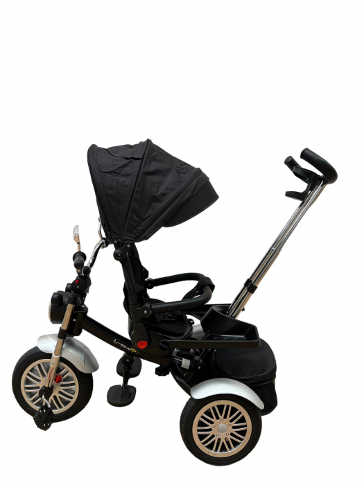 Tricicleta cu far luminos si sunete, Maner reversibil, SL03 - Negru [9]