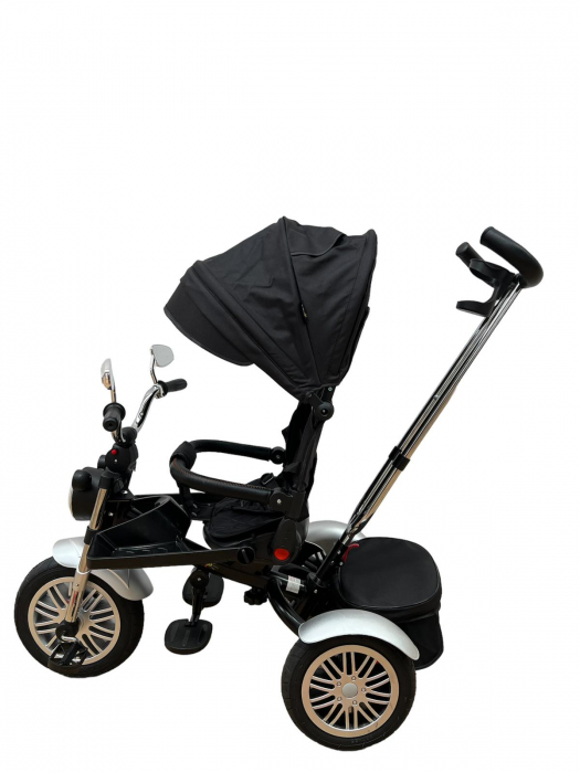 Tricicleta cu far luminos si sunete, Maner reversibil, SL03 - Negru [12]
